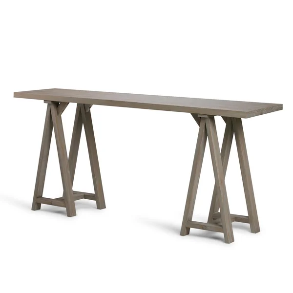Brooklyn + Max Spokane Solid Wood 50 inch Wide Modern Industrial Console Sofa Table in Distressed Grey, Size: 50W x 16.5d x 29.5