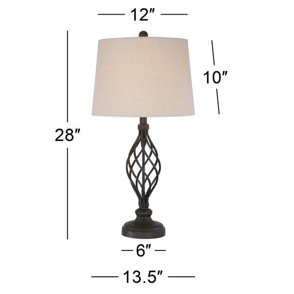Franklin Iron Works Rustic Farmhouse Table Lamps Set of 2 with WiFi Smart Sockets Iron Scroll Cream Drum Shade Living Room Bedro