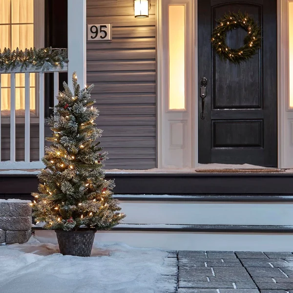Noma 4-Foot Jackson Potted Christmas Tree, 80 Warm White LED Bulbs, 287 Pine Tips
