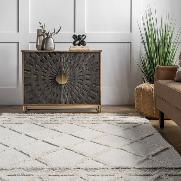 Rugs USA Ivory Savanna Everly Wool Trellis Rug - Contemporary Rectangle 8& x 10& - 200SPCD02A-8010