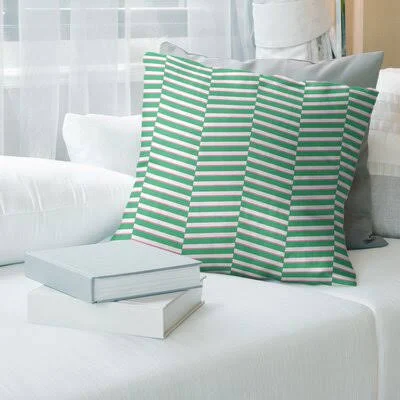 Fractured Stripes Throw Pillow Cover Brayden Studio Color: Small Green/Pink, Size: 14x22 x 14