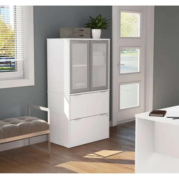 Bestar i3 Plus 2-Drawer Door File Cabinet - White