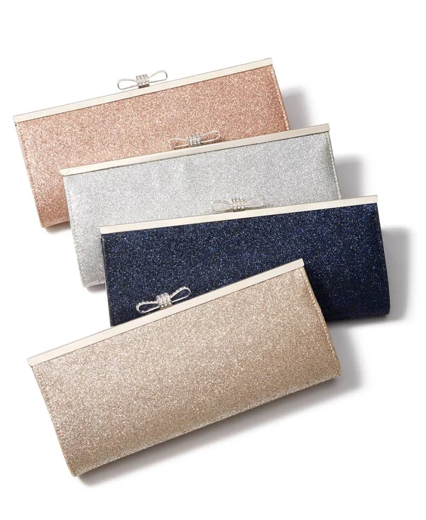 Inc Carolyn Glitter Clutch - Created for Macy&s - Silver/Silver