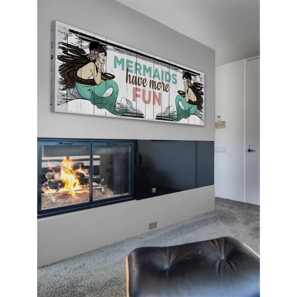 Marmont Hill - Mermaid Fun Painting Print on Wrapped Canvas - Gray