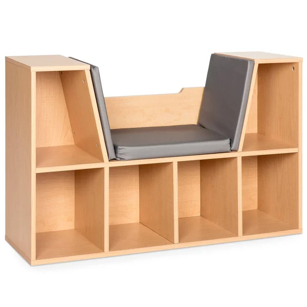 Best Choice Products 6-Cubby Kids Bedroom Storage Organizer - Multi-Purpose Bookcase w/ Cushioned Reading NOOK - Brown