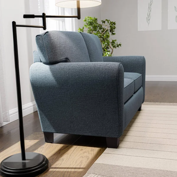 Brookside Abby Rolled Arm Loveseat Navy