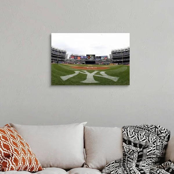 View from Field Level Prior During A Game at Yankee Stadium in New York City, Large Solid-Faced Canvas Wall Art Print, Great B