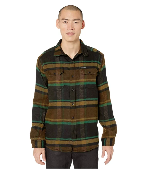 Columbia Men's Deschutes River Heavyweight Flannel - Olive Green Oversized CHECK, Medium