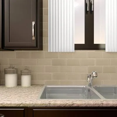 EliteTile Sierra 3x22 x 6x22 Glass Subway Tile in Sandstone
