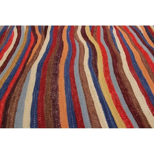 Geometric Kilim Nativida Red Blue Hand Woven Area Rugs 6x8