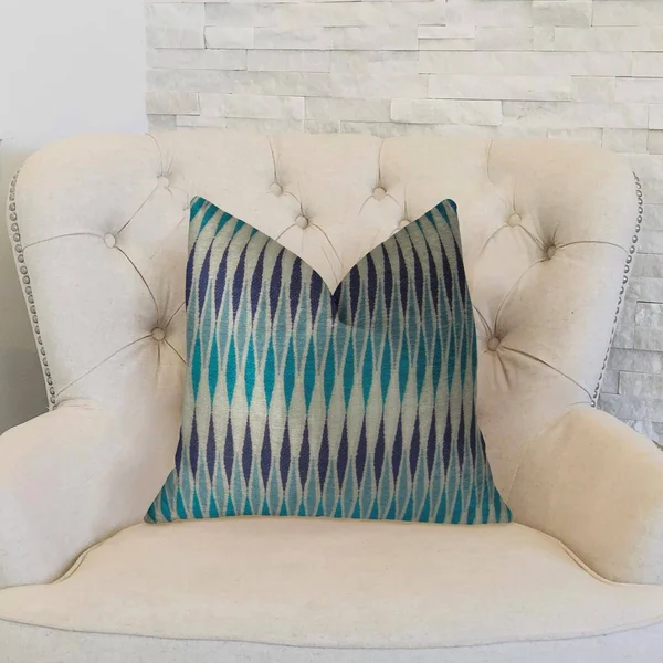 Plutus Brands Wavering Blues Navy Blue and White Handmade Luxury Pillow 20x22 x 26x22 Standard (PBRAZ322-2026-DP)