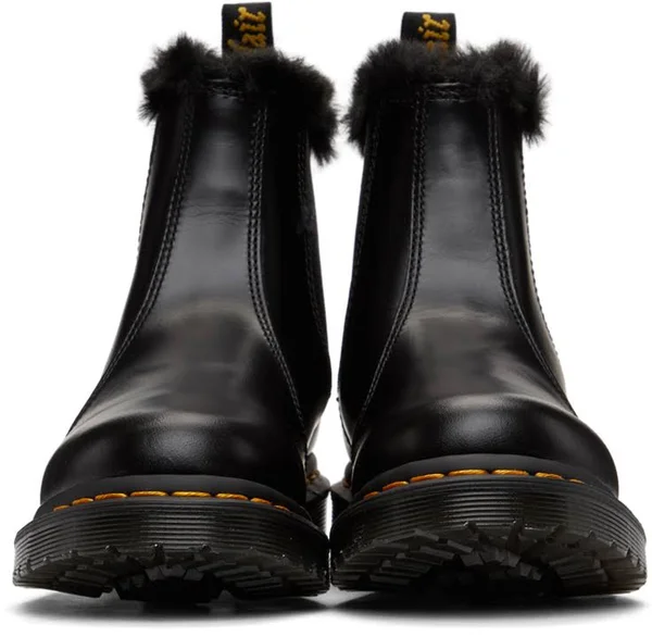 Dr. Martens Black 2976 Leonore Faux Fur Lined Chelsea Boots