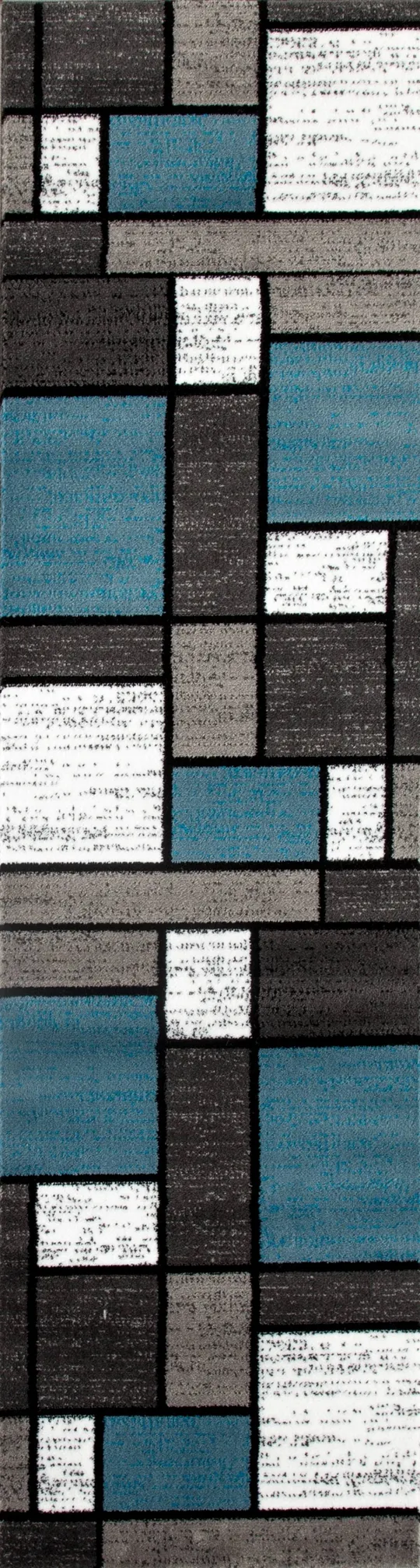 Contemporary Modern Boxes Area Rug 5& 3x22 x 7& 3x22 Blue/Gray