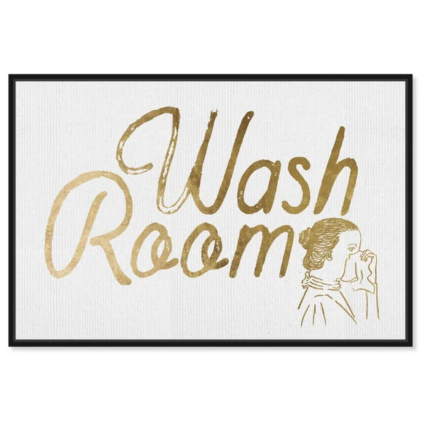 Oliver Gal 'Wash Room' Bath and Laundry Wall Art Framed Canvas Print Laundry - Gold - White - 24 x 16