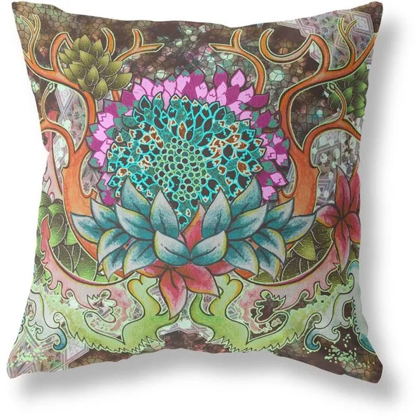 Vase Sunflower Matches Blown and Closed Pillow Green Pink Blue 26x22x26x22