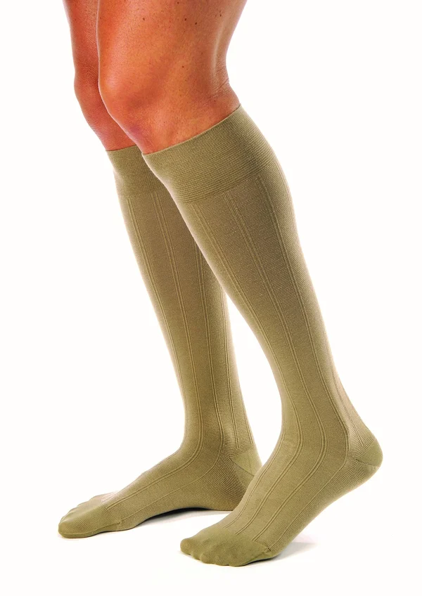 Jobst for Men Casual Knee High Socks - (30-40 mmHg) Khaki - X-Large