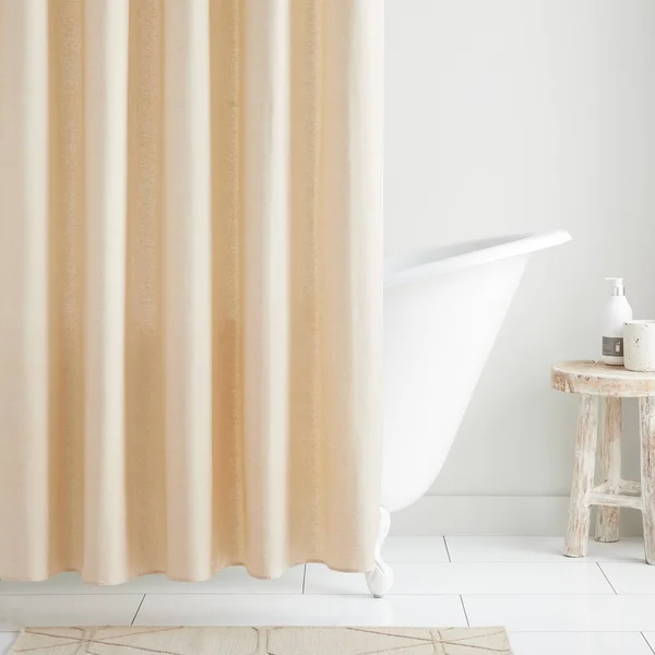 Signature Hardware Cotton Duck Shower Curtain Shower Accessory - Natural