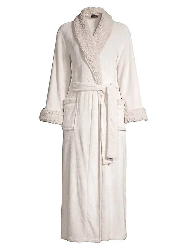 Natori Plush Long Robe, Ecru, Women's, Medium
