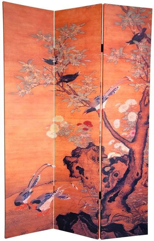 Oriental Furniture 6 ft. Tall Double Sided Chinese Landscapes Canvas Room Divider