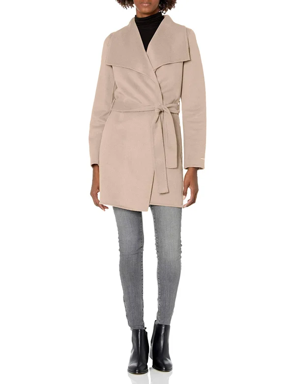 Tahari Ella Wool-Blend Wrap Coat