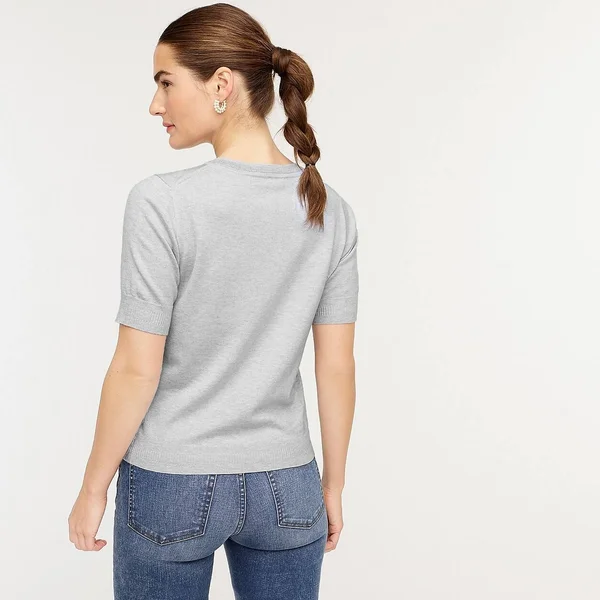 J.Crew Womens Short-Sleeve Silk-Blend Crewneck Sweater (Size X-Small)