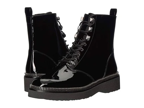 Michael Michael Kors Women's Haskell Patent Leather Combat Boots - Black - Size 8.5