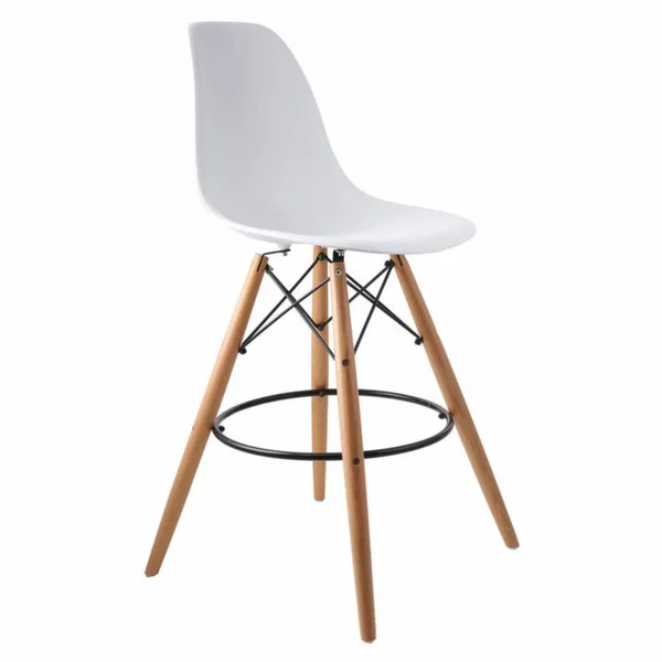 Aron Living Paris 30 in. Bar Stool with Wood Legs - White