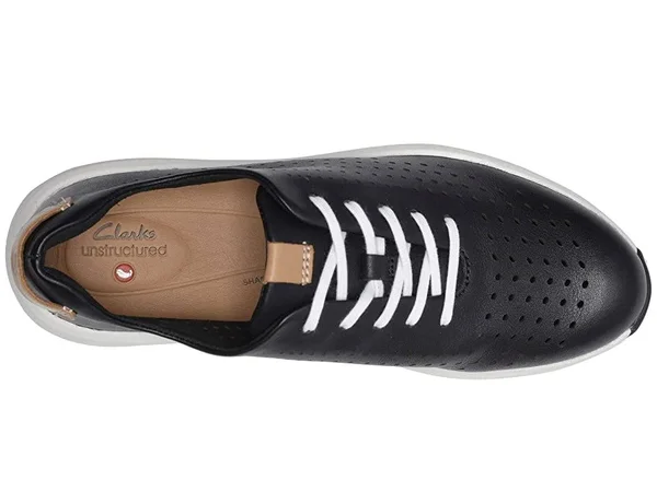 Clarks Un Rio Tie Women's Shoes Black Leather : 7.5 D - Wide