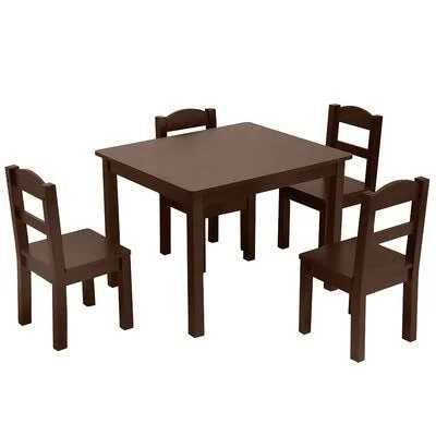 Kids Wood Table & 4 Chairs Set Harriet Bee Color: Brown