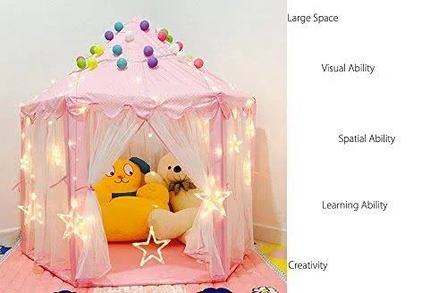 BESUNTEK Children Play Tent - Pop Up Princess Castle Playhouse for Boys - Girls, Toddlers, Indoor Outdoor Use Princess Tent, Pink