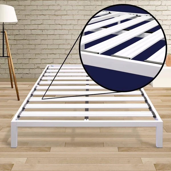 Best Price Mattress Model C Heavy Duty Steel Bed Frame - Size: Full, White