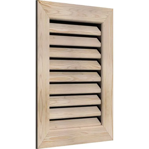 Ekena Millwork 12-in W x 16-in H Vertical Gable Vent (17-in W x 21-in H Frame Size): Unfinished, Functional, Smooth Pine Gable V