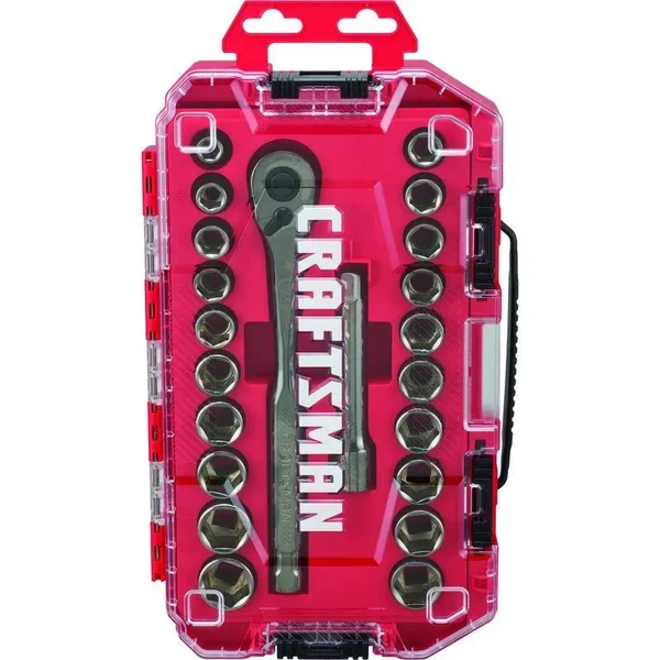 Craftsman 1/2 in. Drive Metric and SAE 6 Point Socket and Ratchet Set