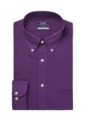 Izod Men's Regular Stretch Tonal Check Dress Shirt - New Purple Rain - 15-15.5 34/35