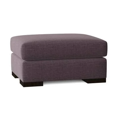 Branam 32x22 Rectangle Standard Ottoman Winston Porter Body Fabric: Lena Alloy - Leg Color: Dark Brown