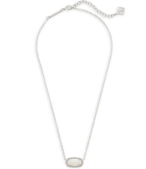 Kendra Scott ELISA Silver Pendant Necklace - Iridescent Drusy