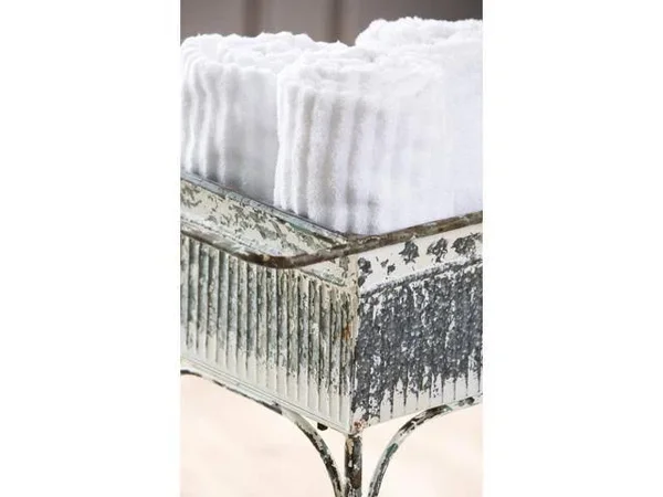 Evergreen Enterprises White Washed Galvanized Metal 2-Tier Cart - 30.9 x 32.1 x 14.4 inches