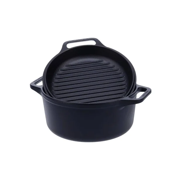 Victoria 6qt Dutch Oven Combo Cooker in Seasoned Cast Iron, Black