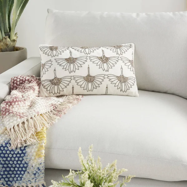 Nourison Sofia Ivory Decorative Throw Pillow - 12 inchx20 inch, Size: 12 inch x 20 inch