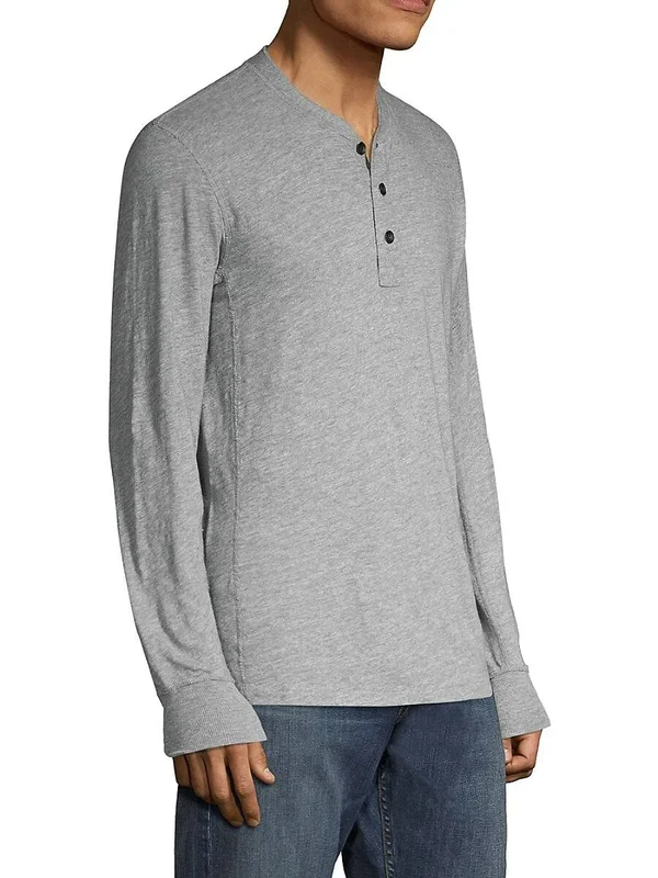 Rag & Bone Men's Classic Long Sleeve Henley - Grey Heather - Size XL