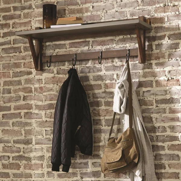 Alaterre Furniture Brookside 40x22 Concrete-Top Wood Entryway Coat Hook