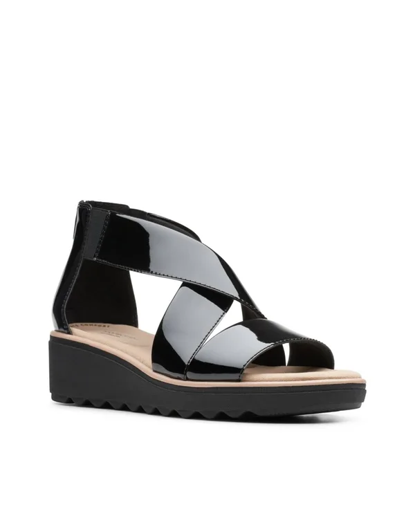 Clarks Women's Jillian Rise Wedge Sandal - Size: 8, Black