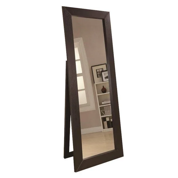 Bowery Hill Floor Mirror in Dark Cappuccino, Black