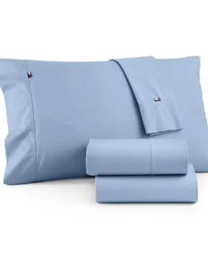 Tommy Hilfiger Signature Solid Sheet Set, Full, Dark Blue