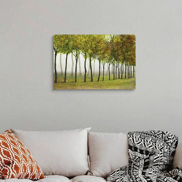 Row Of Trees Green - Large Solid-Faced Canvas Wall Art Print, Great Big Canvas