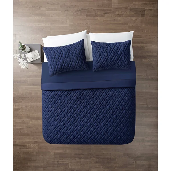 VCNY Home Lattice Embossed Bed in A Bag - Navy - Twin