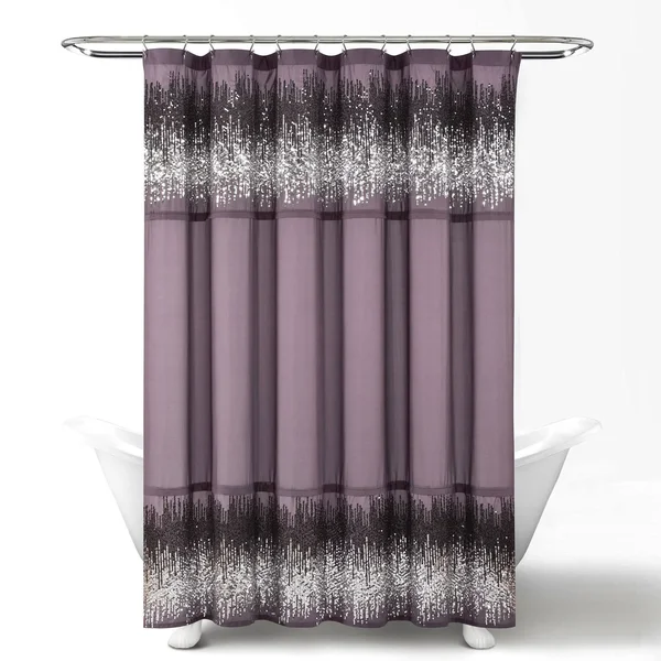 Lush Decor Shimmer Sequins Shower Curtain Dark Gray/Black Single 70x72