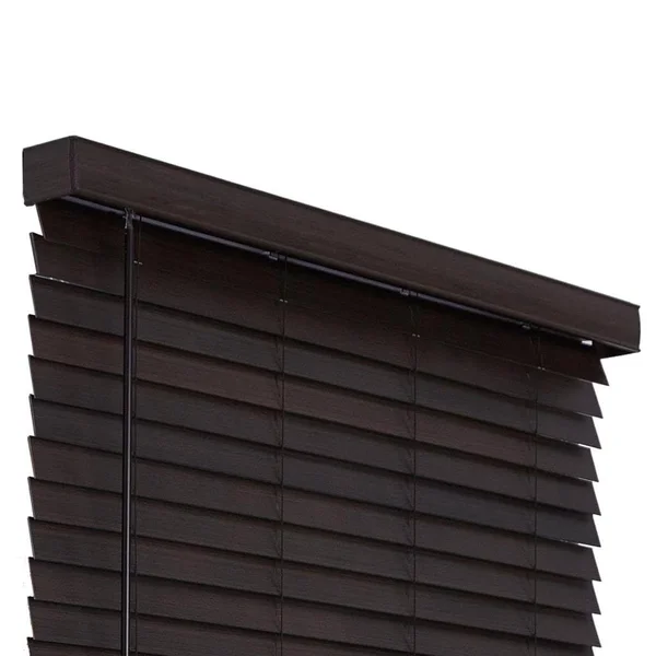 Allen + Roth 2-in Slat Width 71.75-in x 72-in Cordless Walnut Faux Wood Room Darkening Horizontal Blinds in Brown - DFWDD7272-71