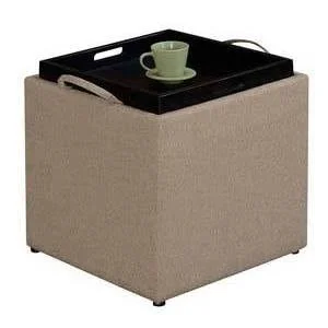 Park Avenue Single Ottoman with Stool Tan Fabric - Breighton Home