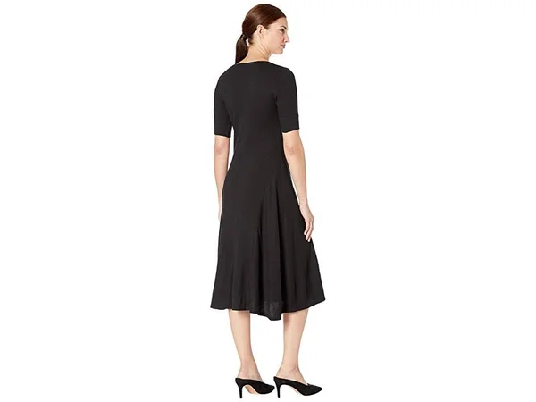 Lauren Ralph Lauren Women's Waffle-Knit Cotton Midi Dress - Black - Size Medium